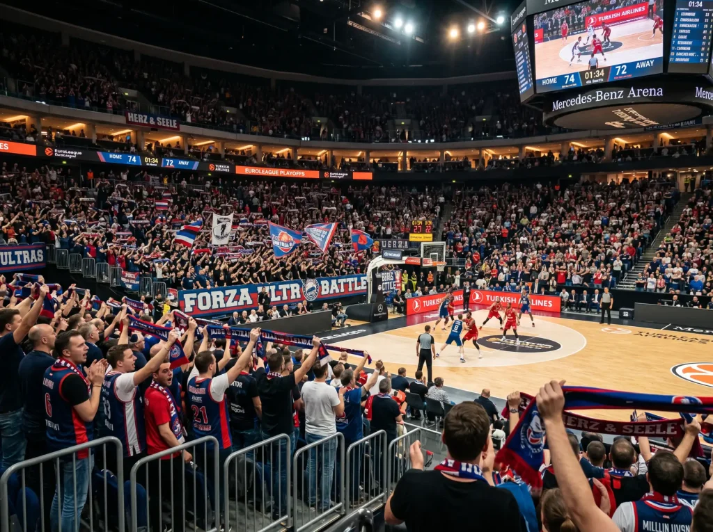 Pabellón lleno durante un partido de playoffs de la Euroliga