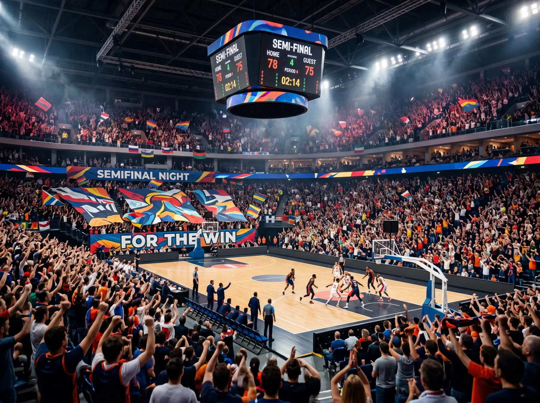 Pabellón lleno de aficionados durante una semifinal de la Final Four de la Euroliga